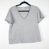 Good American Women's Short Sleeve V Neck Cotton Tee Shirt Grey Sz 1 (S) Photo 0