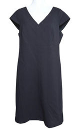 Talbots Sheath Dress Womens Size 12 Black V-Neck Cap Sleeve Professional LBD Photo 0