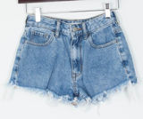 Pacsun Womens High Rise Festival Denim Shorts Size 23 Raw Hem Blue Casual Photo 0