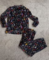 Secret Treasures Women’s L 12-14 Woodland Fox Fleece Pajama Set Black Photo 0