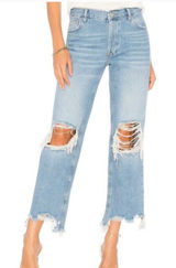 Free People We The Free Maggie mid rise straight crop distressed knee Jeans 25 Photo 0