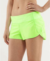Lululemon Activewear Shorts 4 Green Speed Short Zip Pockets Built In Liner Logo Photo 0