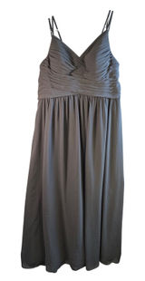 Azazie Bridesmaid Dress Steel Grey Chiffon Lace Maxi Gown Formal Sz A14 Wedding‎ Photo 0