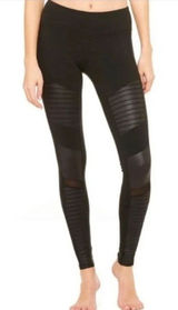 Alo Yoga Mid Waisted Moto Leggings Black‎ Size XS Photo 0
