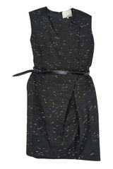 3.1 Phillip Lim Black Tweed Textured‎ Sheath Dress with Belt Size 4 Winter Photo 0