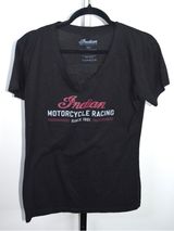 Indian Motorcycle T-Shirt Women's XL Black Kansas City Racing Graphic Tee Photo 0