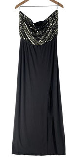 Express‎ Gray Stretch Knit Sequin Embellished Strapless Maxi Dress Dress Slit L Photo 0