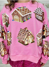 Boutique Gingerbread House Holiday Sweatshirt Photo 0
