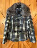 The Limited Faux Fur Collar Plaid Coat Size Medium (0550) Photo 0