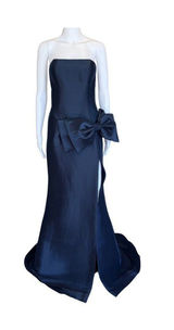 Wrap It In A Bow Strapless Evening Gown Jovani 49195 Navy Size 6 NWT Photo 0