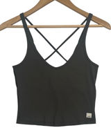 Vuori Tank Top Womens Small Green Olive Ribbed Strappy Crop Yoga Athleisure Gym Photo 0