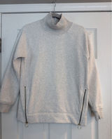 Athleta XS Cozy Karma Side Zip Funnel Neck Sweatshirt Off White‎ Fleece Lined Photo 0