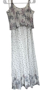 Abercrombie & Fitch White Maxi Dress with Pink Paisley and Black Floral Accents Photo 0