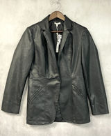 Max Studio Women Faux Leather Blazer Jacket Size M Black Sleek Indie Edgy Chic Photo 0