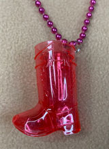 Pink Cowboy Boot Charm Necklace Fun Fiesta Party‎ Accessory Plastic Shot Glass Photo 0