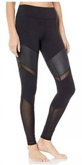Alo Yoga Black Mesh Panel Leggings Women's XS High‎ Rise Sculpt Nylon Spandex Photo 0