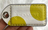 2.5" COACH Yellow White Polka Dot Fob Bag Charm Hang tag Hangtag Photo 0