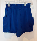 Aritzia Womens Silk High Rise Shorts Size XS Blue Nautical Resort Vacation Photo 0