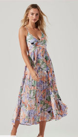 Astr the Label Blythe Pleated Spaghetti-Strap Maxi Dress in Lavender Peach Large Photo 0