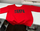 Red Tampa‎ Bestie Graphic Sweatshirt Distressed Neckline Photo 0