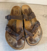 Birkenstock Dark Brown Suede Crisscross Strap Sandals size 40 Photo 0