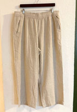Old Navy Womens Pants Oatmeal Beige High Rise Wide Leg Linen Blend Size XL Photo 0