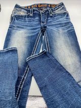 Rock Revival Rosalie Mid Rise Skinny Jeans Embellished Rhinestone Women 26 Denim Photo 0