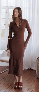 Petal & Pup Brown Makenna Knit Dress MIDI NWT Size S / M Photo 0
