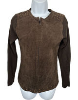 Vintage Y2K Escapade Sweater Full Zip Suede Brown Long Sleeve Womens‎ Small Photo 0