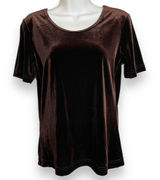 Vintage Velvet T-Shirt Brown Short Sleeves Crew‎ Neck Women Size Small Mushroom Photo 0