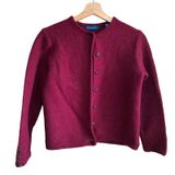 Vintage Karen Scott Boiled Wool Cardigan Sweater S Magenta Women 100% Wool Photo 0