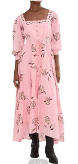 Free People Morning Meadows 3/4 Sleeve Square Neck Maxi Dress, XL, NEW NWT Photo 0
