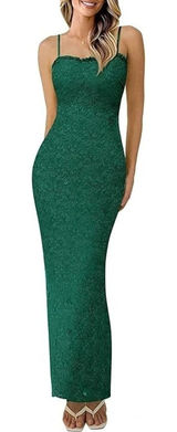 PRETTYGARDEN Lace Floral Bodycon Semi Formal Maxi Dress Dark Green M (8-10) Photo 0