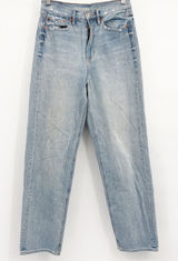 American Eagle Womens Light Wash Distressed Classic 90s Baggy Jean Size 4R Photo 0