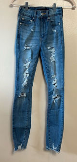 Aeropostale‎ Women’s Jeans Jeggings Super High Rise Ankle Stretch Distressed 00 Photo 0