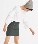 Madewell Tiered Ruffled Flare Accent Sleeves White Grey Striped Blouse - XS Photo 0