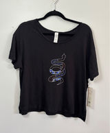 Nanette Lepore Play Black Snake Graphic Tee T-Shirt‎ Women's L Photo 0