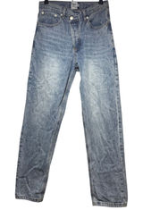 Princess Polly Asymmetric Waist High Rise Straight Leg Jeans Size 4 Blue Denim Photo 0