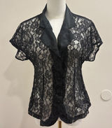 VTG 80s Victorias Secret Gold Label Black Floral Lace Sheer Lingerie Top‎ Small Photo 0