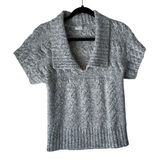 Anthropologie Kimchi‎ Blue Cable Knit Gray Sweater Sm Preppy Gilmore Girls Photo 0