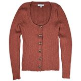 Madewell XS Ribbed Scoopneck Cardigan Sweater Weathered Brick NG738 Cotton Blend Photo 0