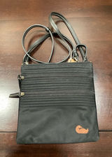 Dooney & Bourke North South Triple Zip Black Nylon Embroidered‎ Duck Crossbody Photo 0