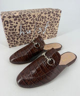 French Sole Cape Mules Size 9 Brandy Croco Leather Bit Preppy nwt Old Money Photo 0