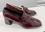 Aerosoles‎ Burgundy Patent Studded Block Heel Loafers Square Toe Pumps size 11 Photo 0