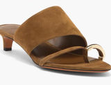 Vince Suede Open-Toe Mule in Cognac with Gold Accent Size 5.5 Photo 0