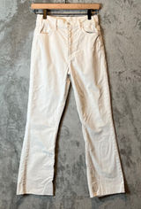 Mother The Hustler‎ Ankle Fray Cream White Corduroy Ribbed Jeans Size 25 Photo 0