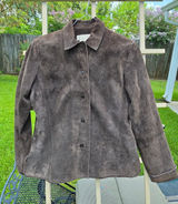 Vintage Margaret Godfrey Leather Suede Jacket Brown 10 Photo 0