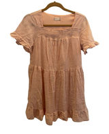 Altar'd State Peach Smocked Babydoll Mini Dress Short Sleeve Ruffle S Photo 0