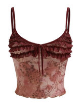 CIDER Mesh V-Neck Floral Lace Cami Top | Size XL Photo 0
