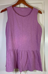 Garnet Hill Womens Purple Slub Cotton Peplum Sleeveless Tank Top Medium FLAW Photo 0